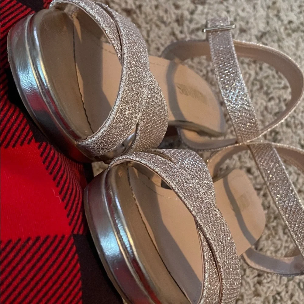 Dream Pairs Rose Gold Champagne Glitter  Block Shiny Heel 2"‎ Shoes Sz 7 - Picture 6 of 8